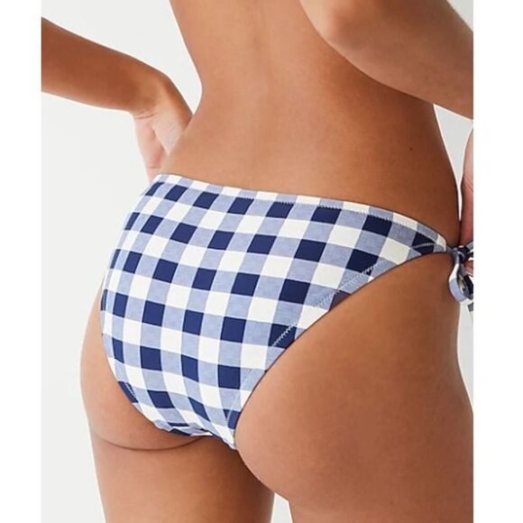 J. Crew String Hipster Bikini Bottom in Gingham Sz. M - Picture 2 of 6